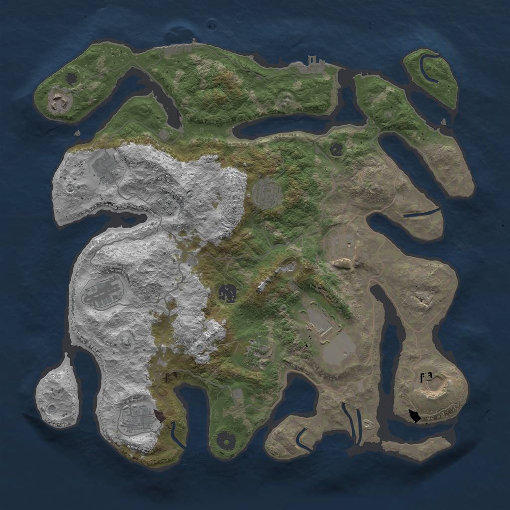 Rust Map: Procedural Map, Size: 4000, Seed: 1167000611, 16 Monuments