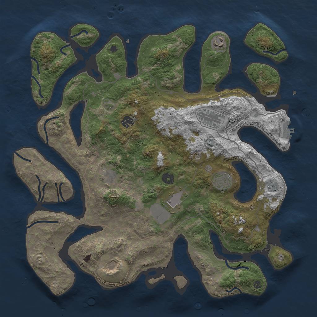Rust Map: Procedural Map, Size: 4000, Seed: 1326562391, 12 Monuments
