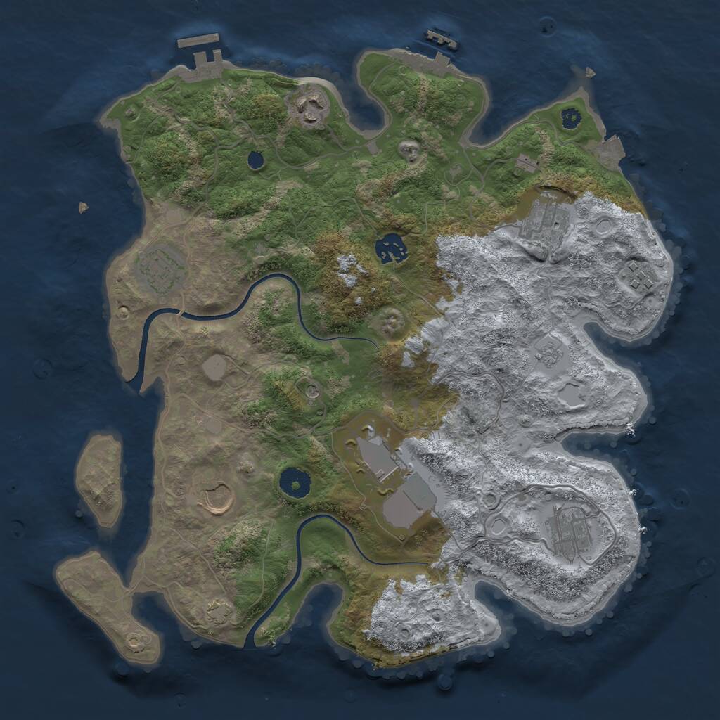 Rust Map: Procedural Map, Size: 3500, Seed: 1639972878, 14 Monuments