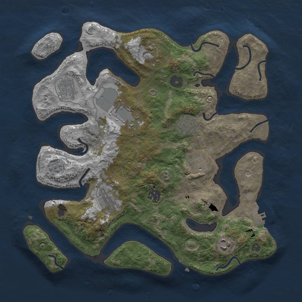 Rust Map: Procedural Map, Size: 3500, Seed: 828242600, 13 Monuments