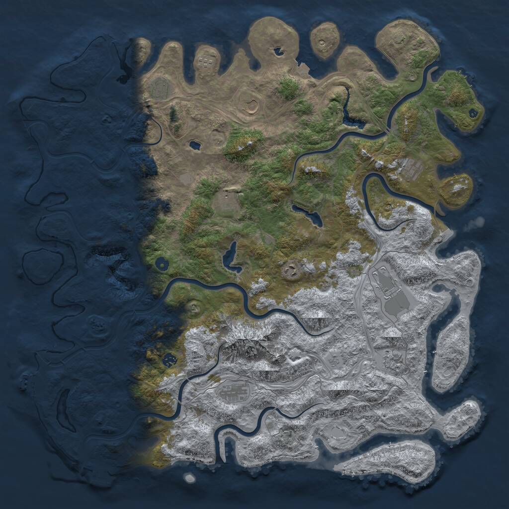 Rust Map: Procedural Map, Size: 5500, Seed: 999888777, 16 Monuments