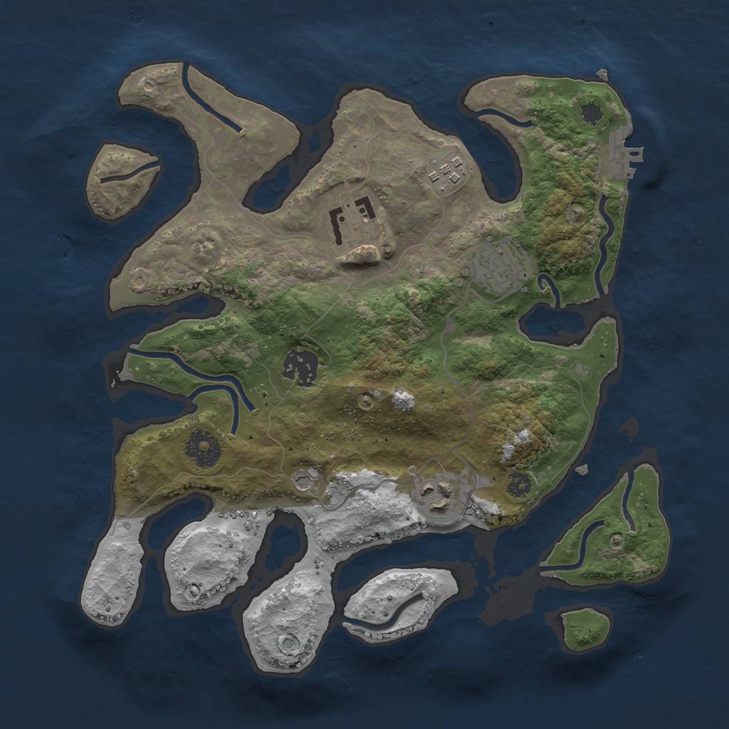 Rust Map: Procedural Map, Size: 3000, Seed: 254173013, 9 Monuments
