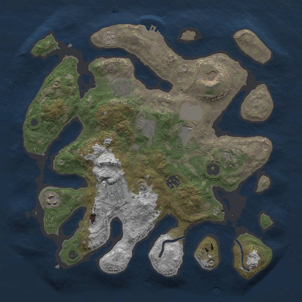 Rust Map: Procedural Map, Size: 3500, Seed: 102607653, 13 Monuments