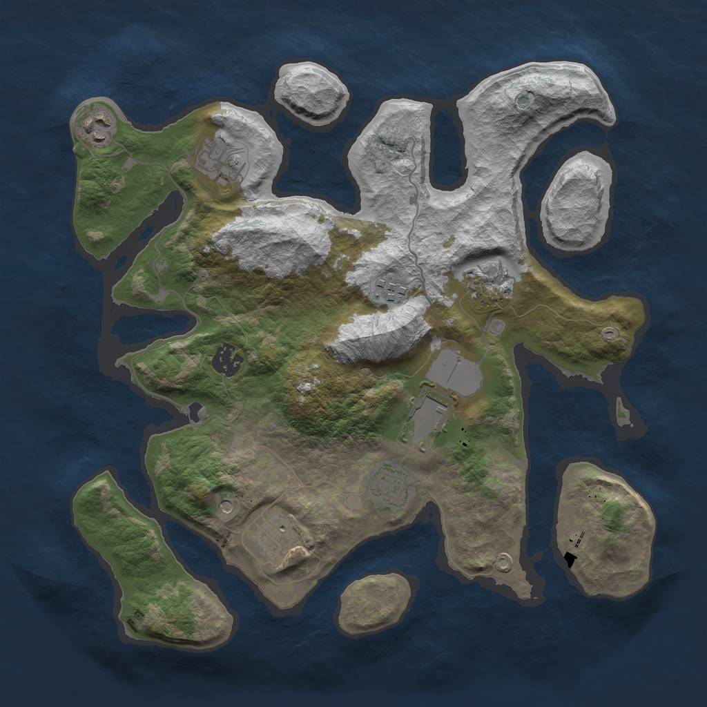 Rust Map: Barren, Size: 3500, Seed: 120216, 11 Monuments