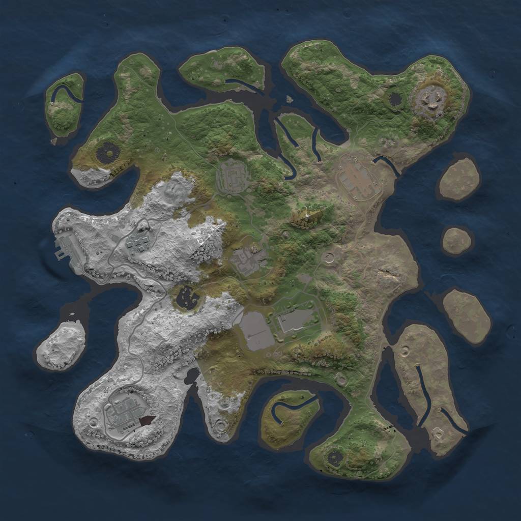 Rust Map: Procedural Map, Size: 3500, Seed: 5621, 12 Monuments