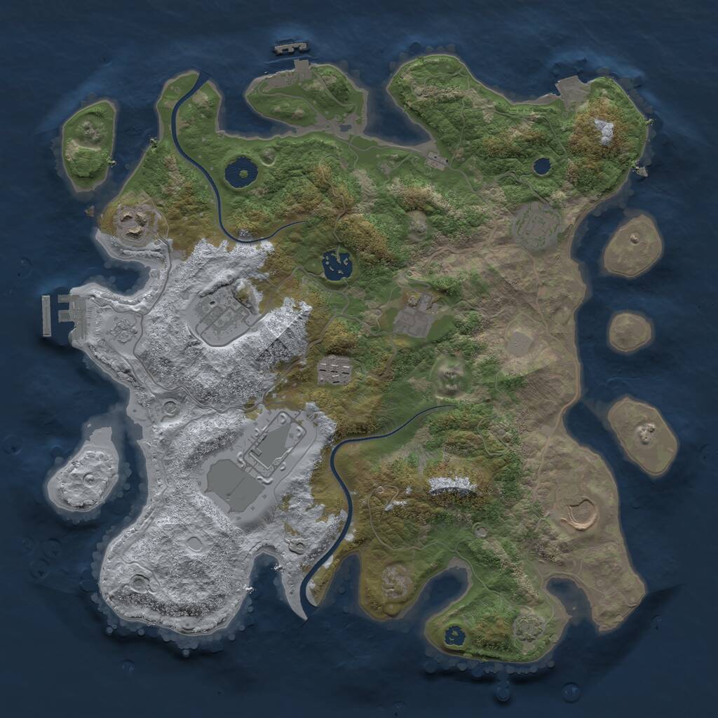 Rust Map: Procedural Map, Size: 3500, Seed: 5621, 14 Monuments