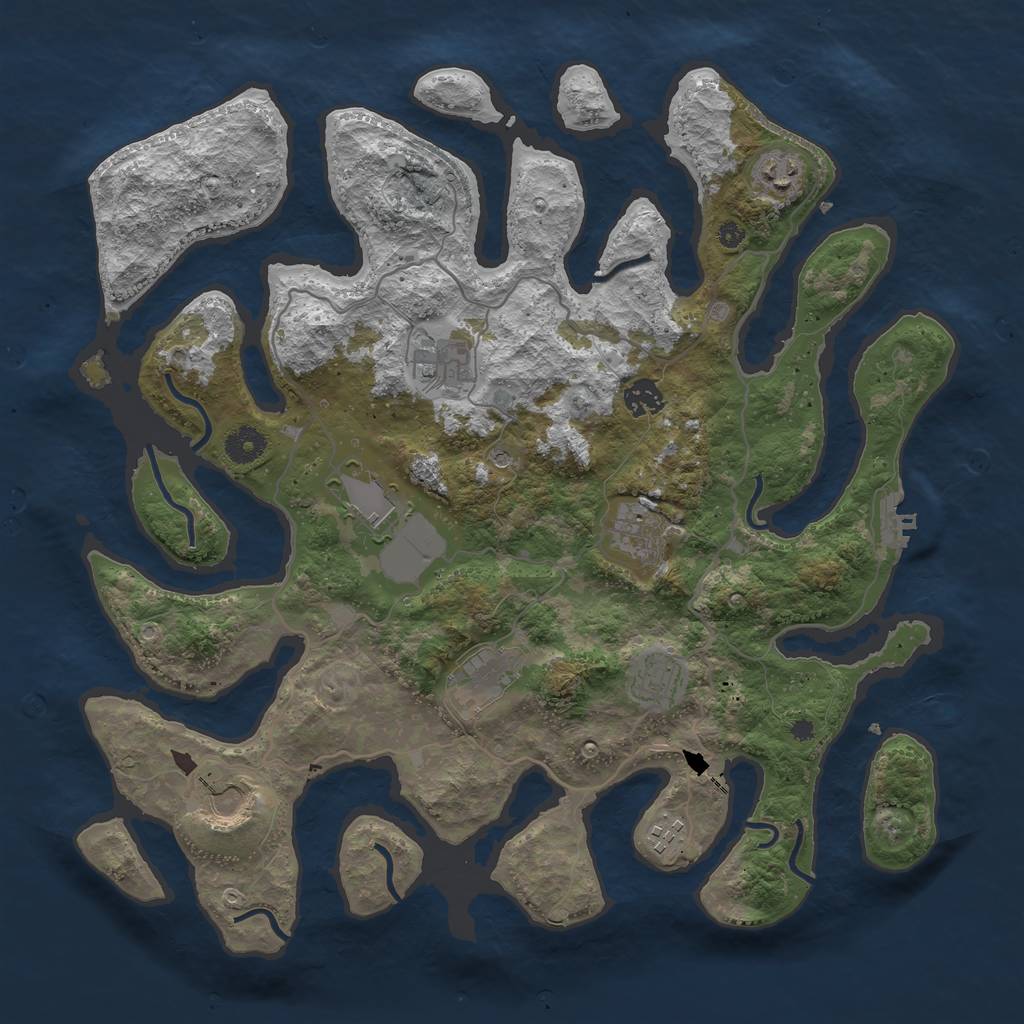 Rust Map: Procedural Map, Size: 4000, Seed: 380, 13 Monuments