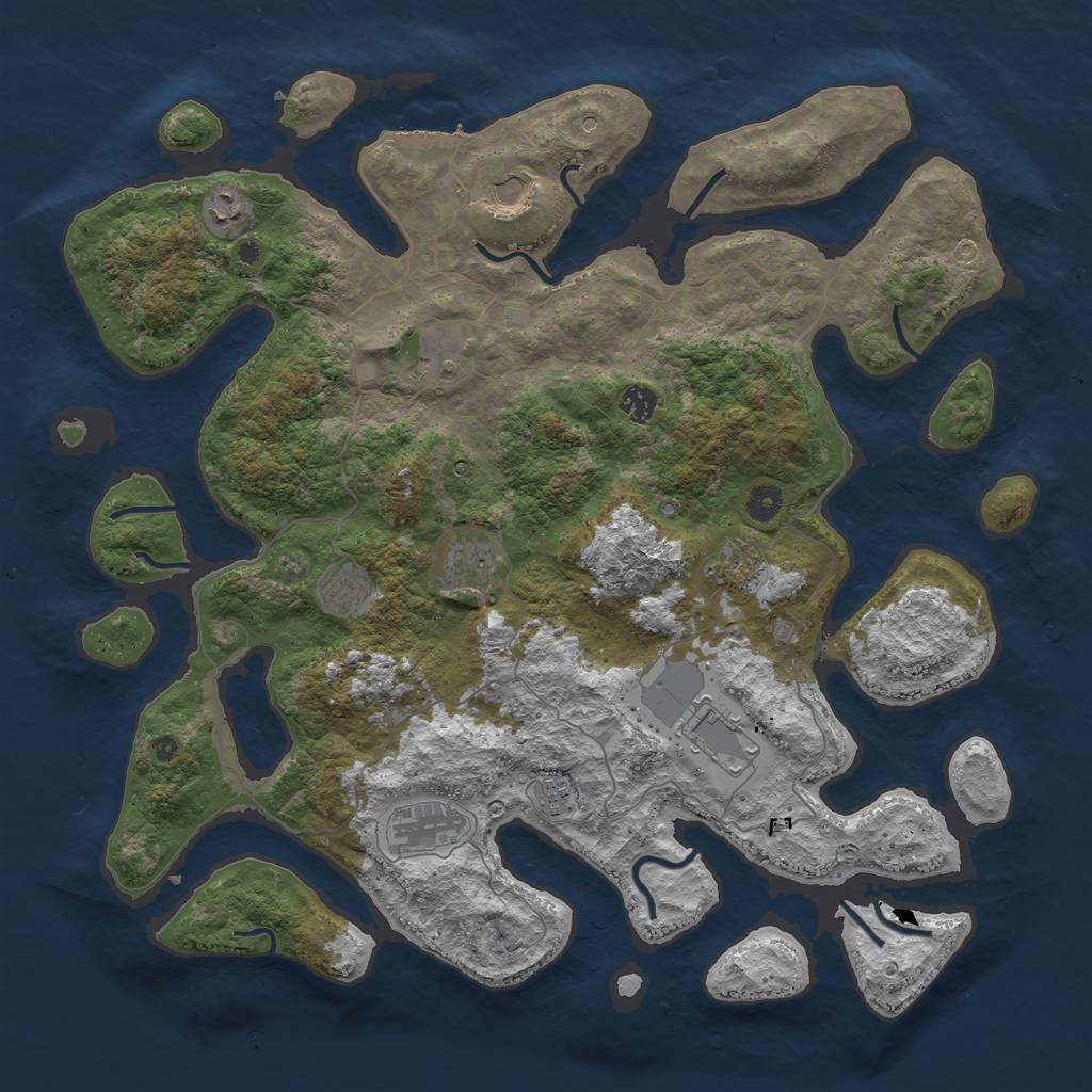 Rust Map: Procedural Map, Size: 4500, Seed: 11834, 14 Monuments