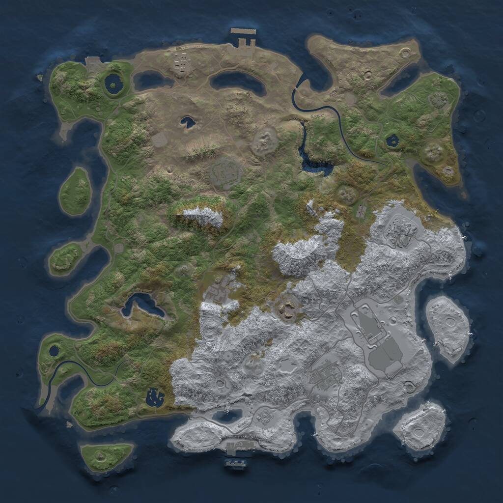 Rust Map: Procedural Map, Size: 4000, Seed: 46578, 14 Monuments