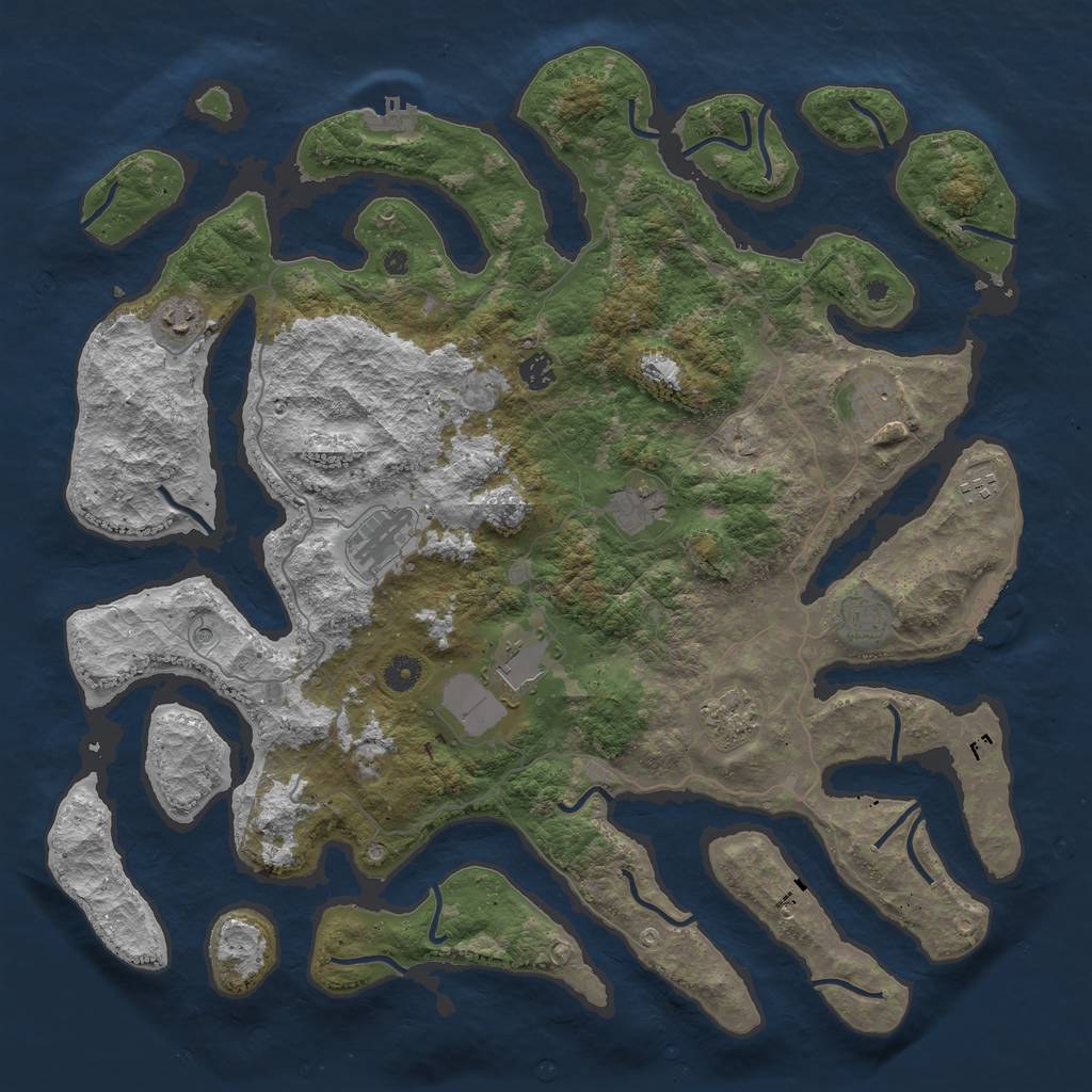 Rust Map: Procedural Map, Size: 4500, Seed: 1005936349, 14 Monuments