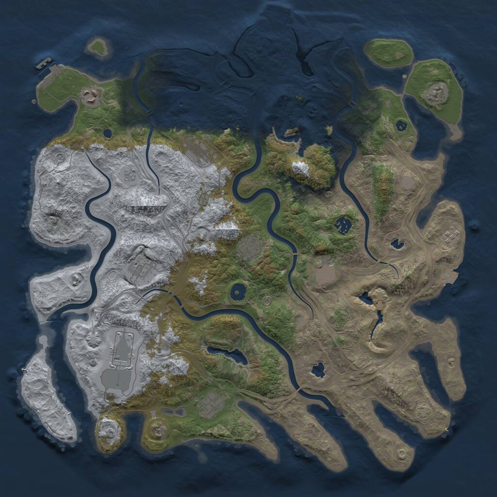 Rust Map: Procedural Map, Size: 4500, Seed: 1005936349, 15 Monuments