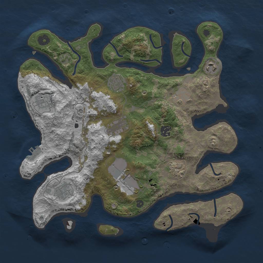 Rust Map: Procedural Map, Size: 3500, Seed: 878868148, 13 Monuments