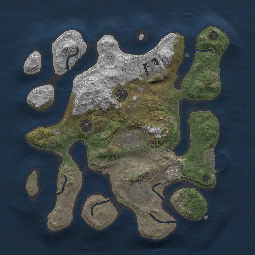 Rust Map: Procedural Map, Size: 3000, Seed: 1650237208, 9 Monuments