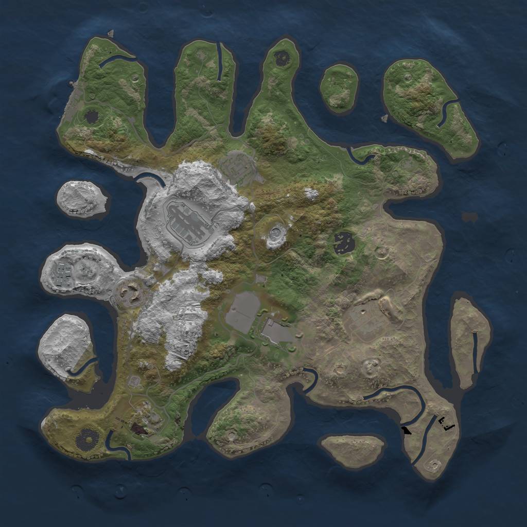 Rust Map: Procedural Map, Size: 3500, Seed: 9201, 12 Monuments