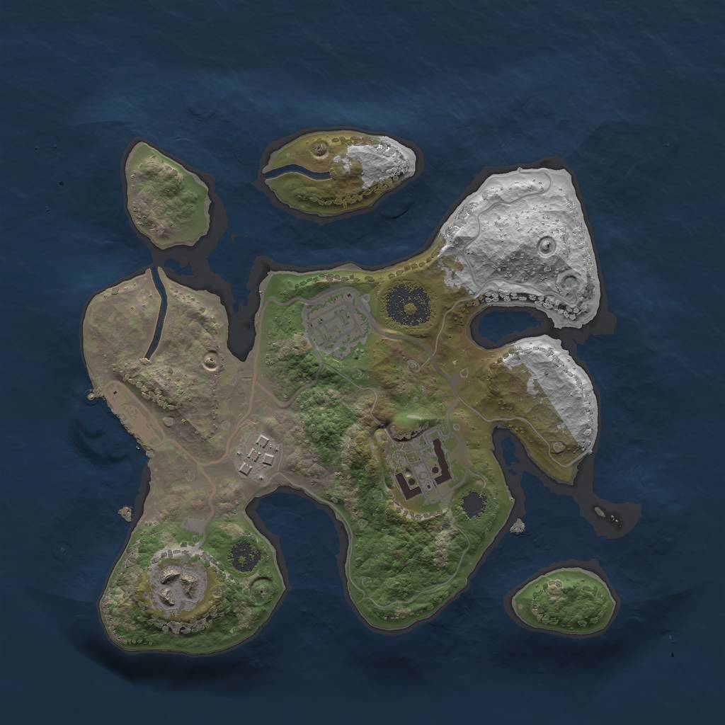 Rust Map: Procedural Map, Size: 2500, Seed: 15738410, 7 Monuments