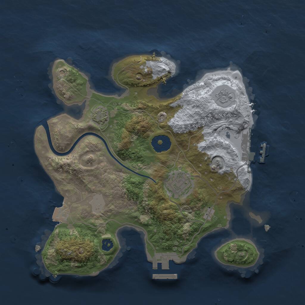 Rust Map: Procedural Map, Size: 2500, Seed: 15738410, 6 Monuments
