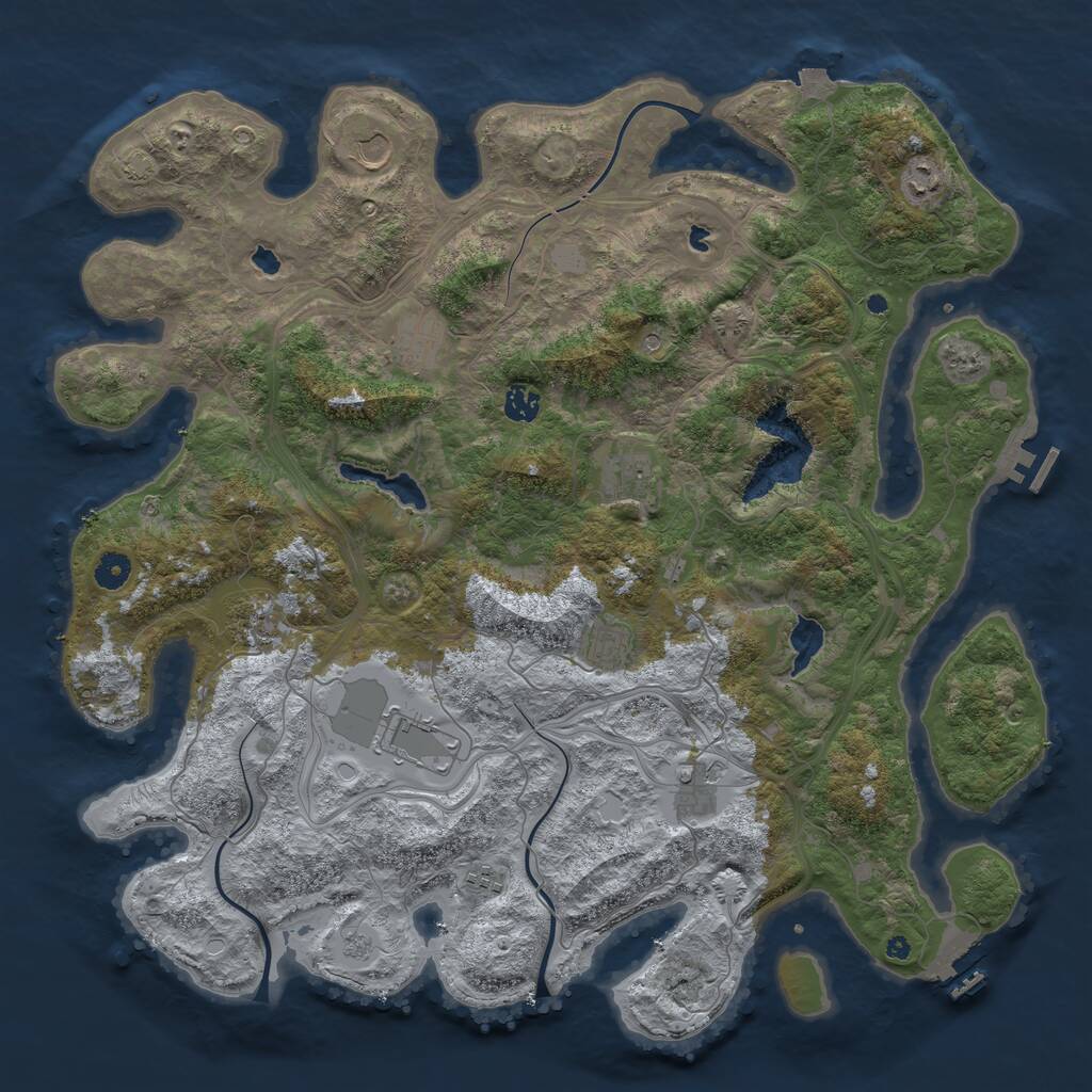 Rust Map: Procedural Map, Size: 4500, Seed: 2081868800, 16 Monuments