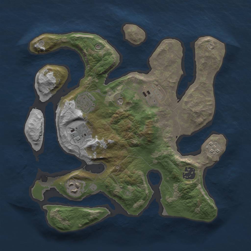 Rust Map: Barren, Size: 2900, Seed: 345623, 9 Monuments