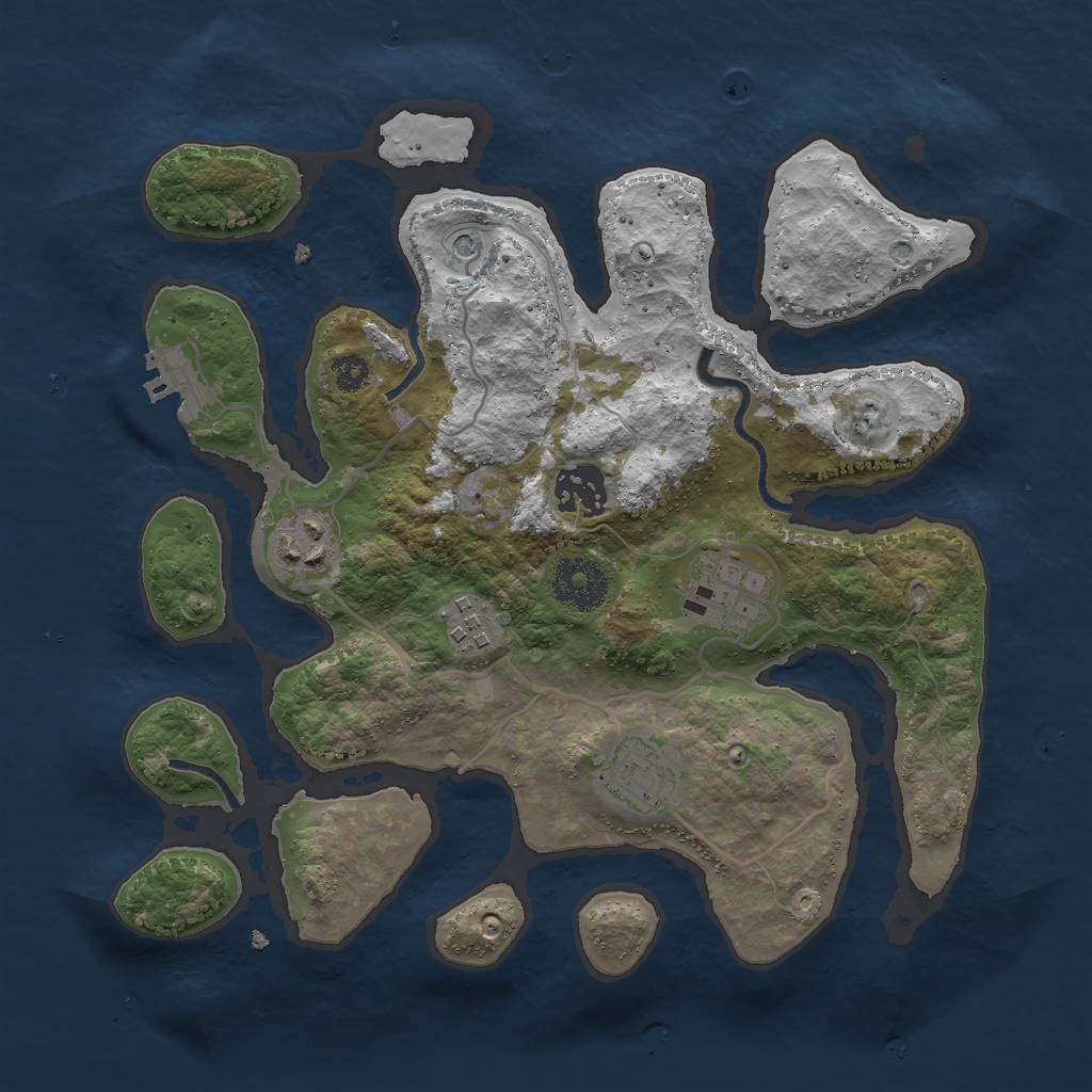 Rust Map: Procedural Map, Size: 3000, Seed: 750155044, 9 Monuments