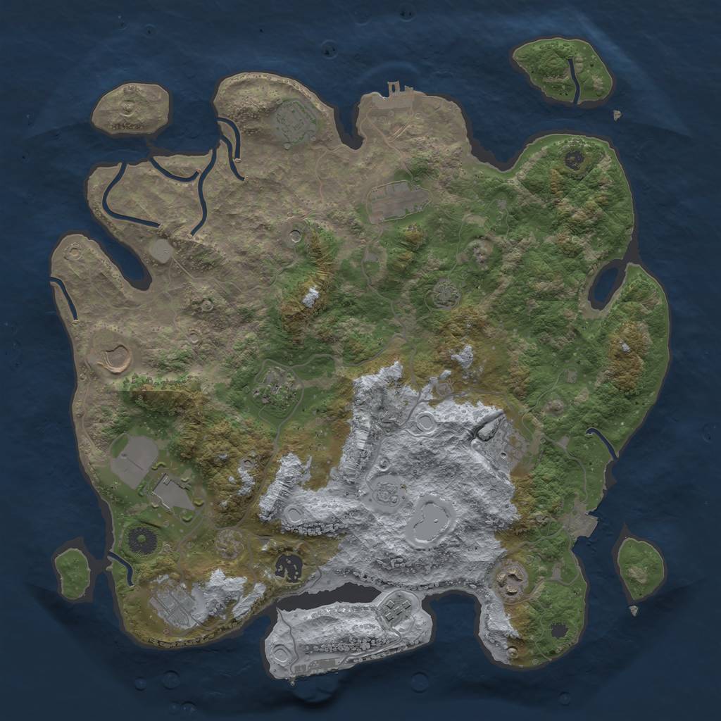 Rust Map: Procedural Map, Size: 3800, Seed: 956547415, 18 Monuments