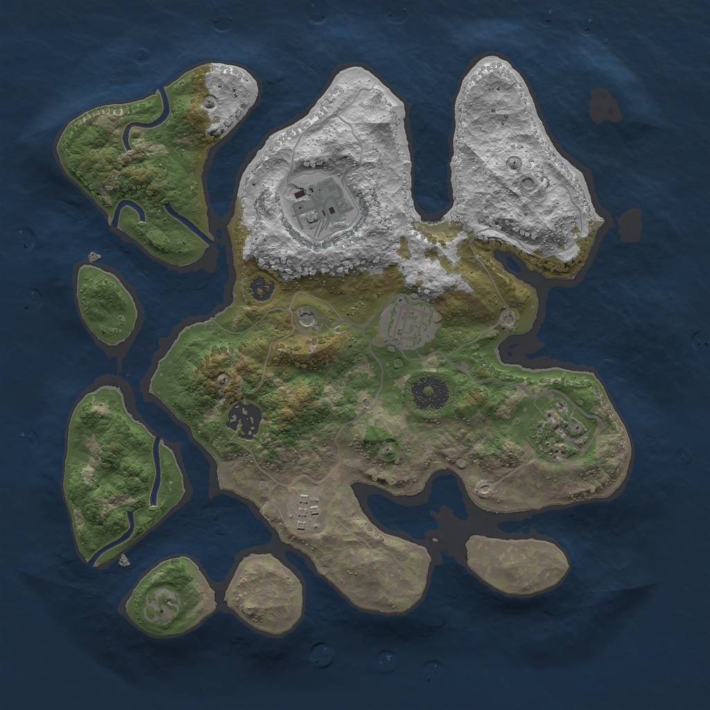 Rust Map: Procedural Map, Size: 3000, Seed: 1593922866, 8 Monuments