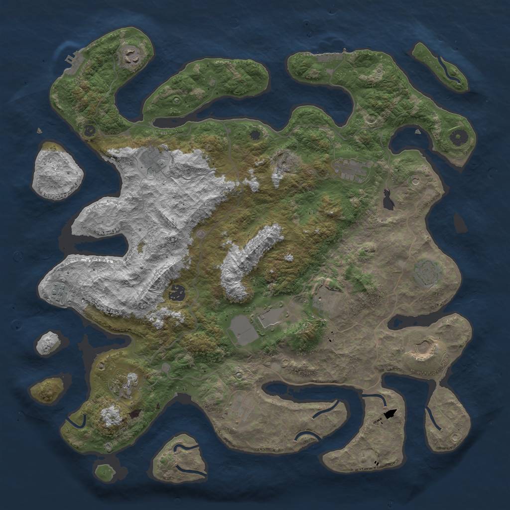 Rust Map: Procedural Map, Size: 4500, Seed: 20104975, 16 Monuments