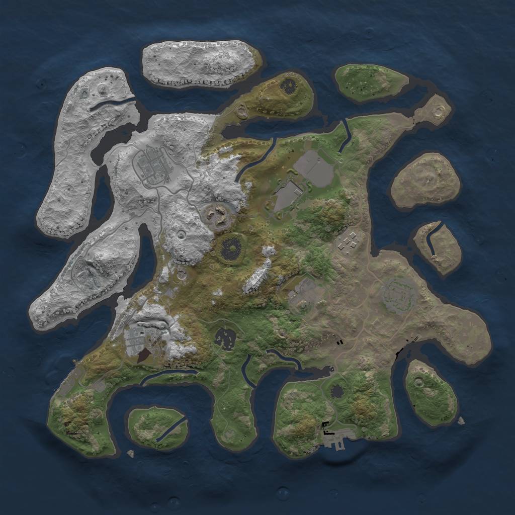 Rust Map: Procedural Map, Size: 3500, Seed: 2102978005, 13 Monuments