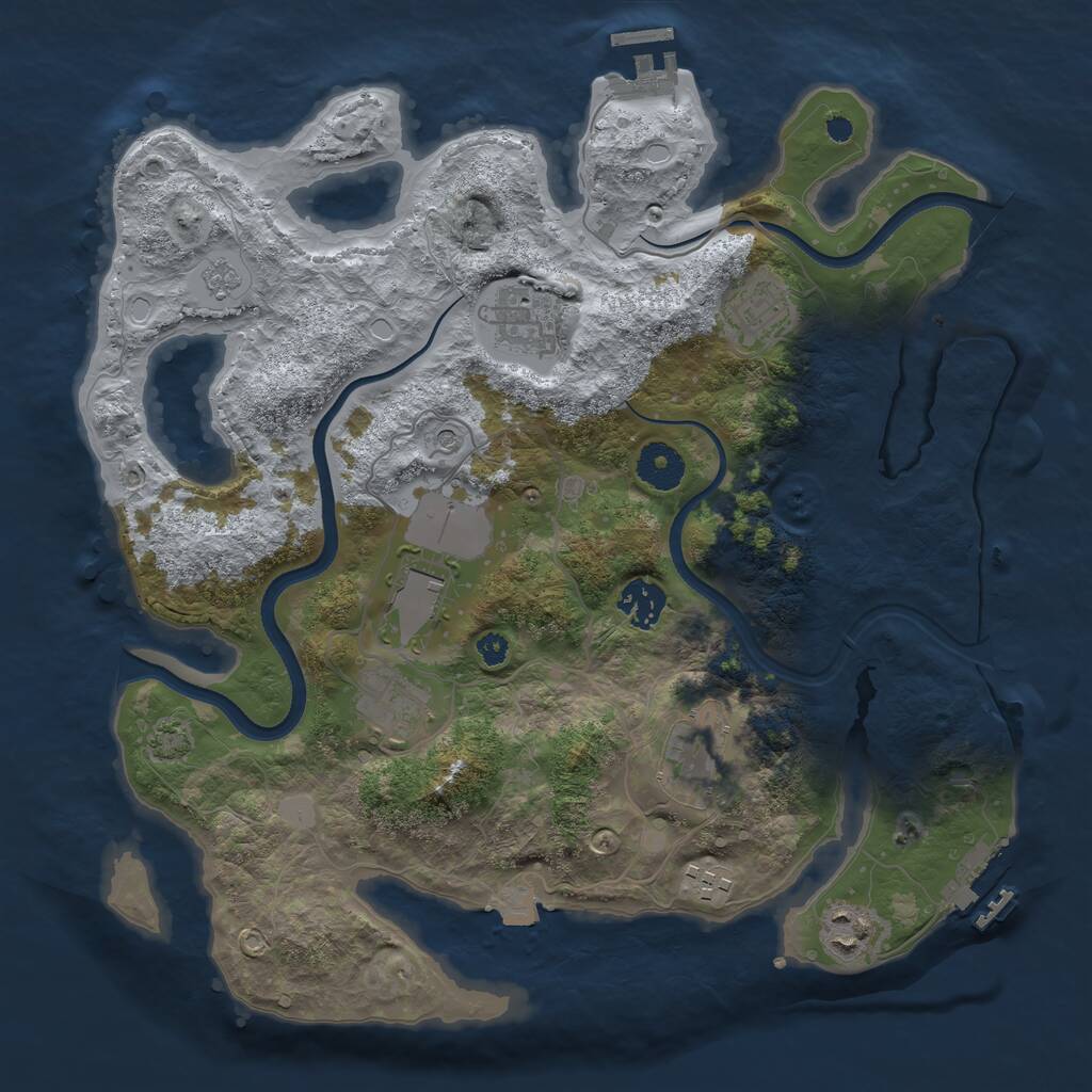 Rust Map: Procedural Map, Size: 3500, Seed: 527068567, 14 Monuments