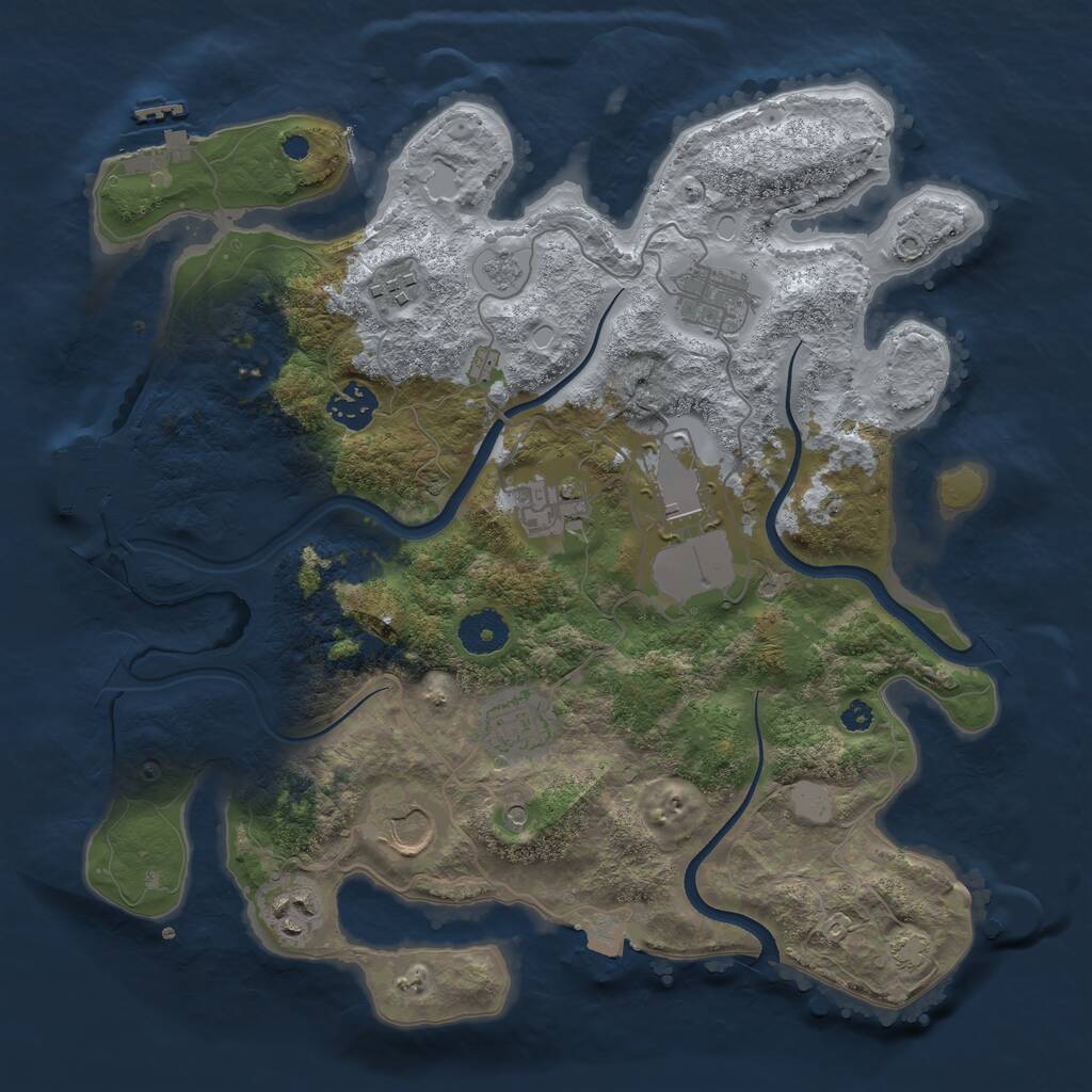 Rust Map: Procedural Map, Size: 3500, Seed: 36658, 14 Monuments