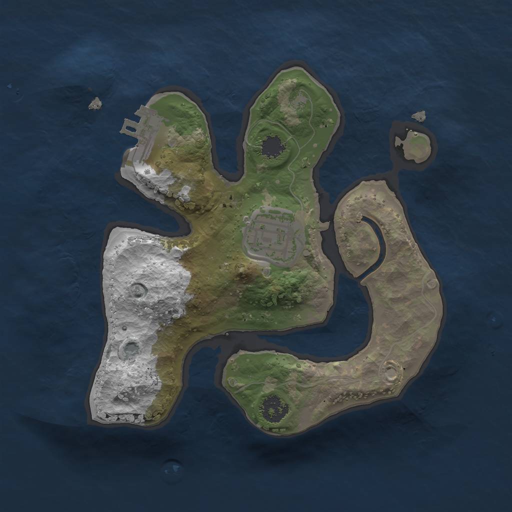 Rust Map: Procedural Map, Size: 2000, Seed: 27645, 4 Monuments