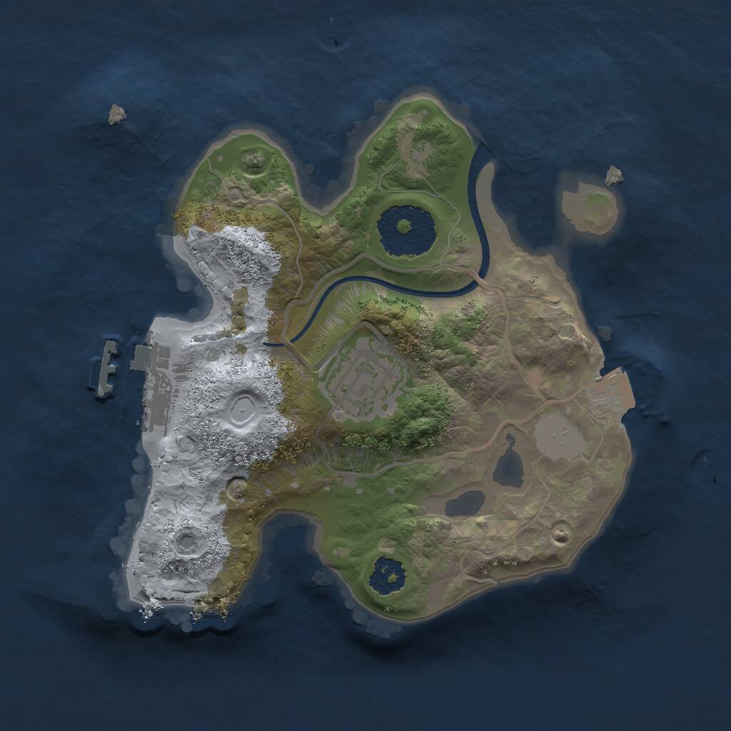 Rust Map: Procedural Map, Size: 2000, Seed: 27645, 3 Monuments