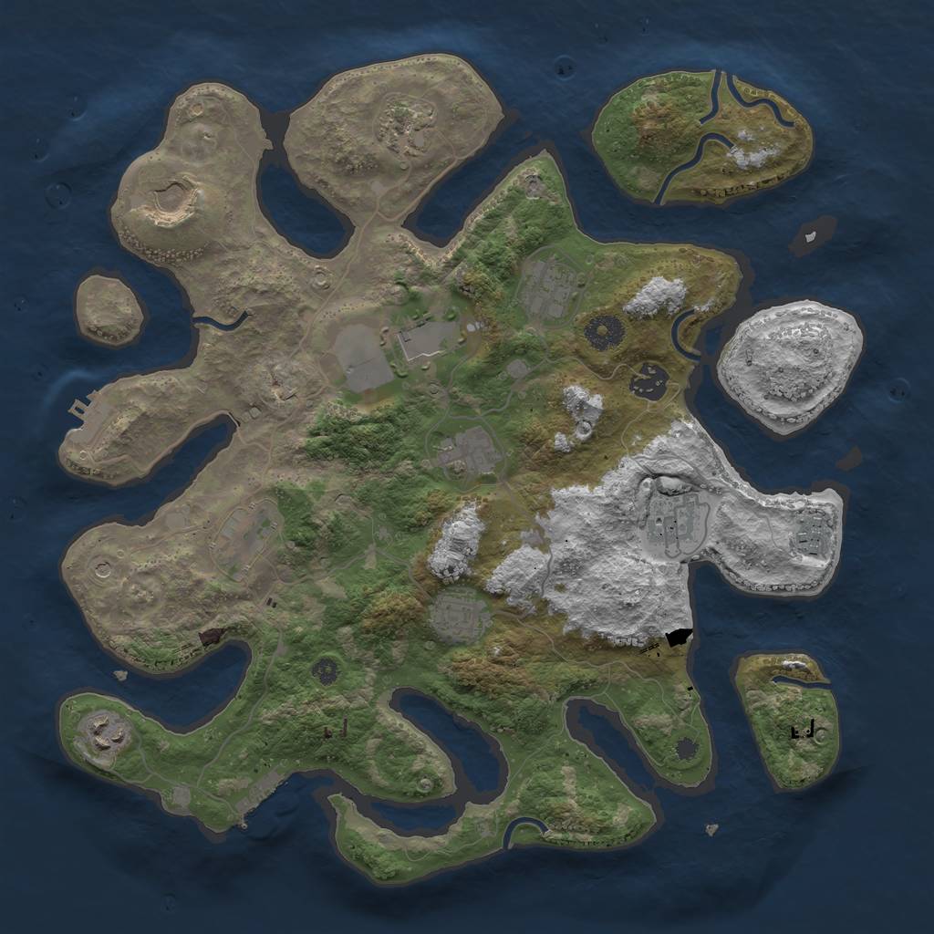 Rust Map: Procedural Map, Size: 3750, Seed: 281325791, 16 Monuments