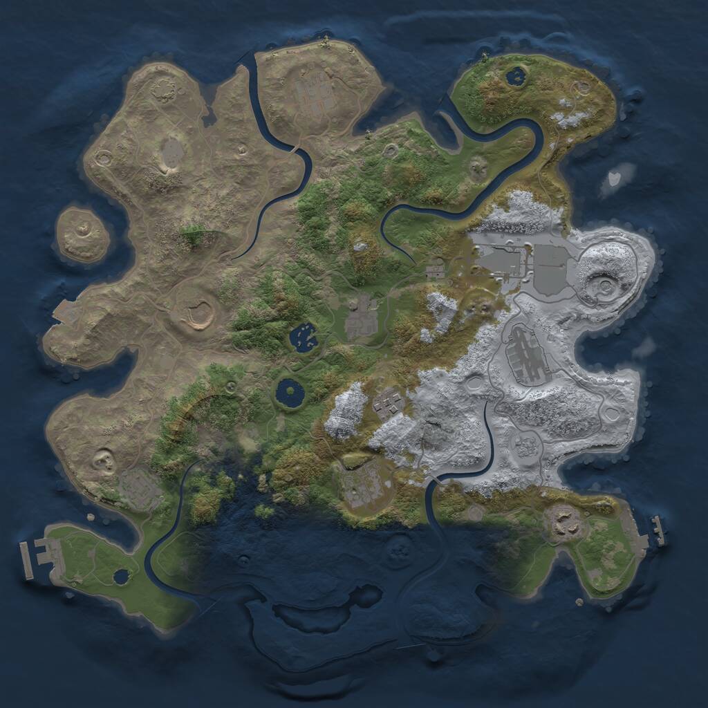 Rust Map: Procedural Map, Size: 3750, Seed: 281325791, 16 Monuments