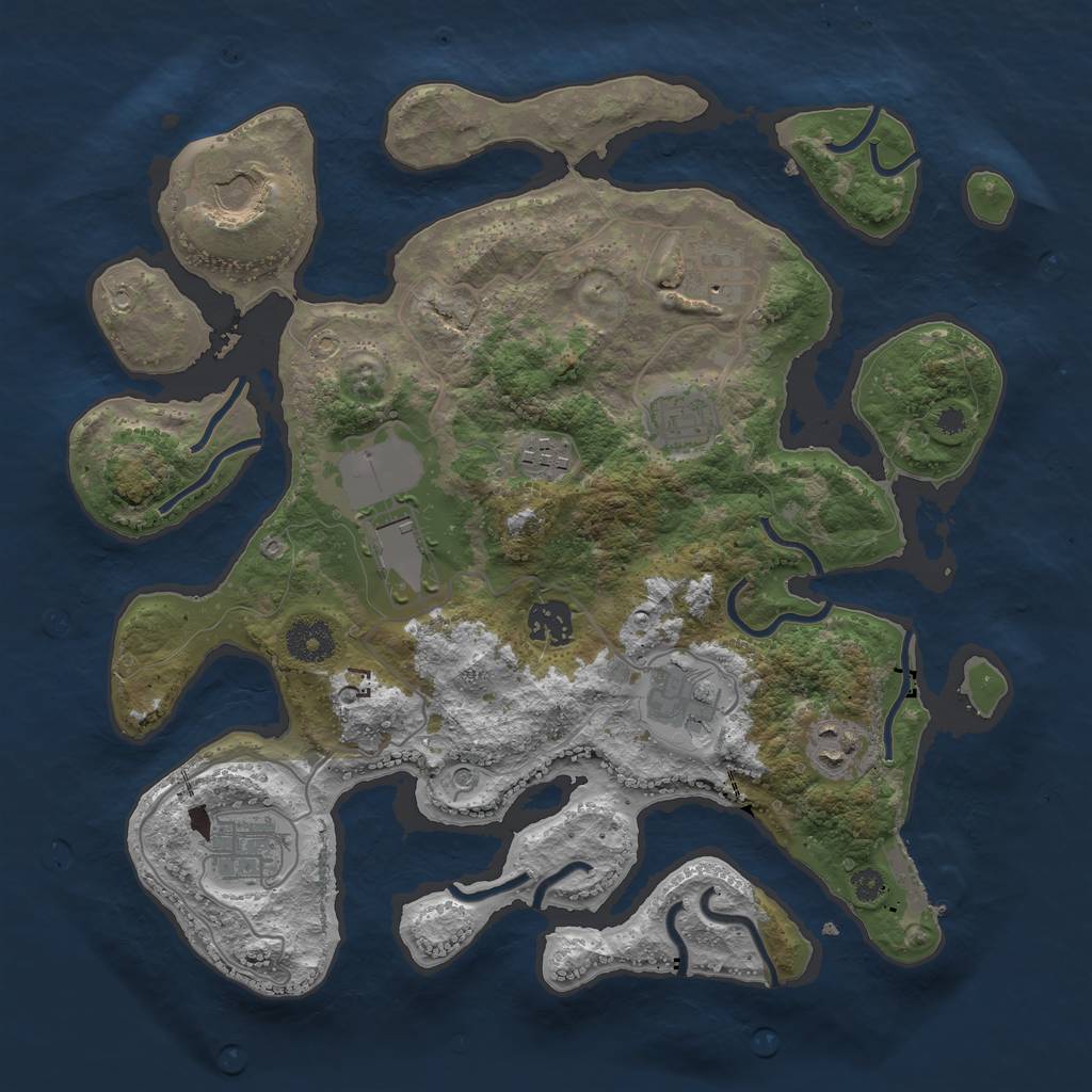 Rust Map: Procedural Map, Size: 3500, Seed: 1357812228, 13 Monuments