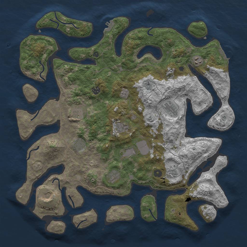 Rust Map: Procedural Map, Size: 4500, Seed: 700099162, 16 Monuments