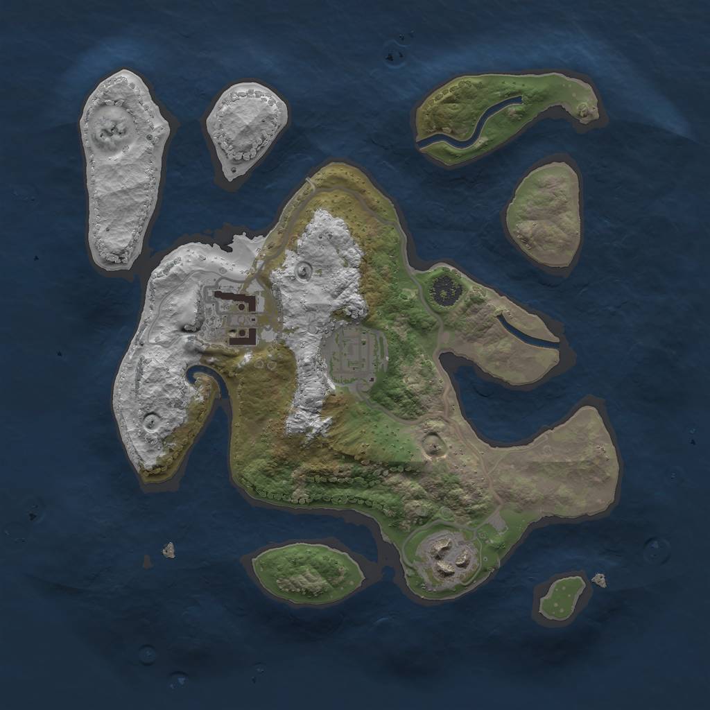 Rust Map: Procedural Map, Size: 2500, Seed: 19891, 5 Monuments