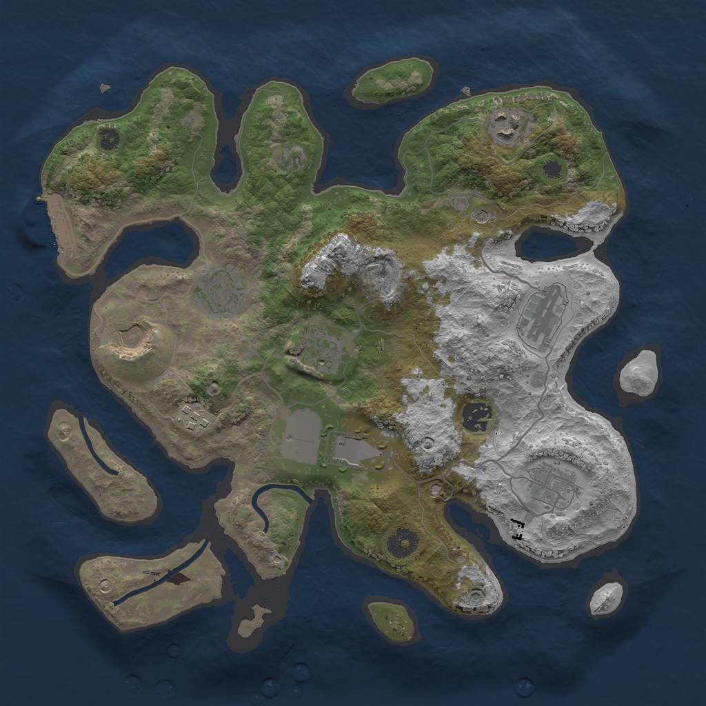 Rust Map: Procedural Map, Size: 3500, Seed: 307202102, 13 Monuments