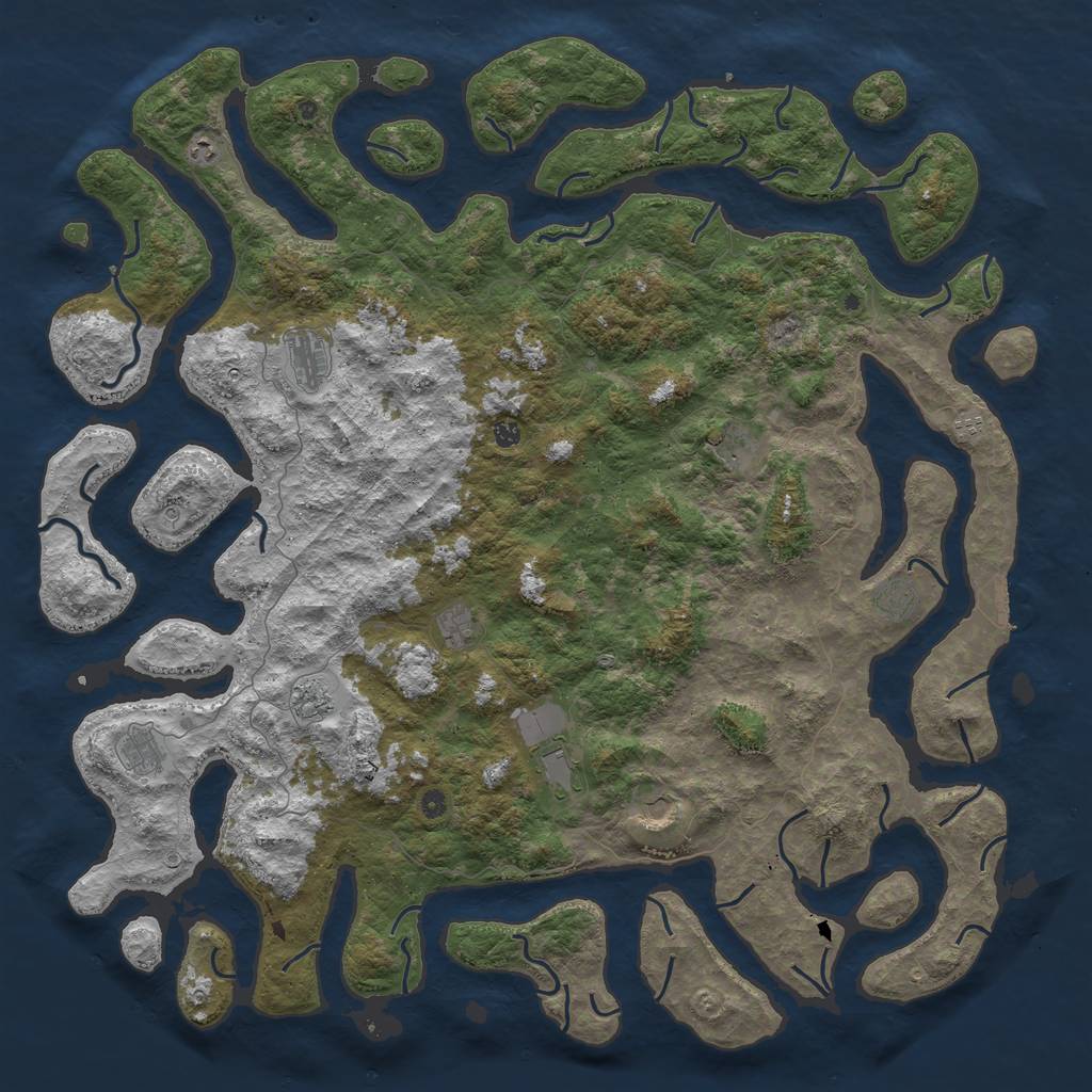 Rust Map: Procedural Map, Size: 6000, Seed: 6901, 15 Monuments