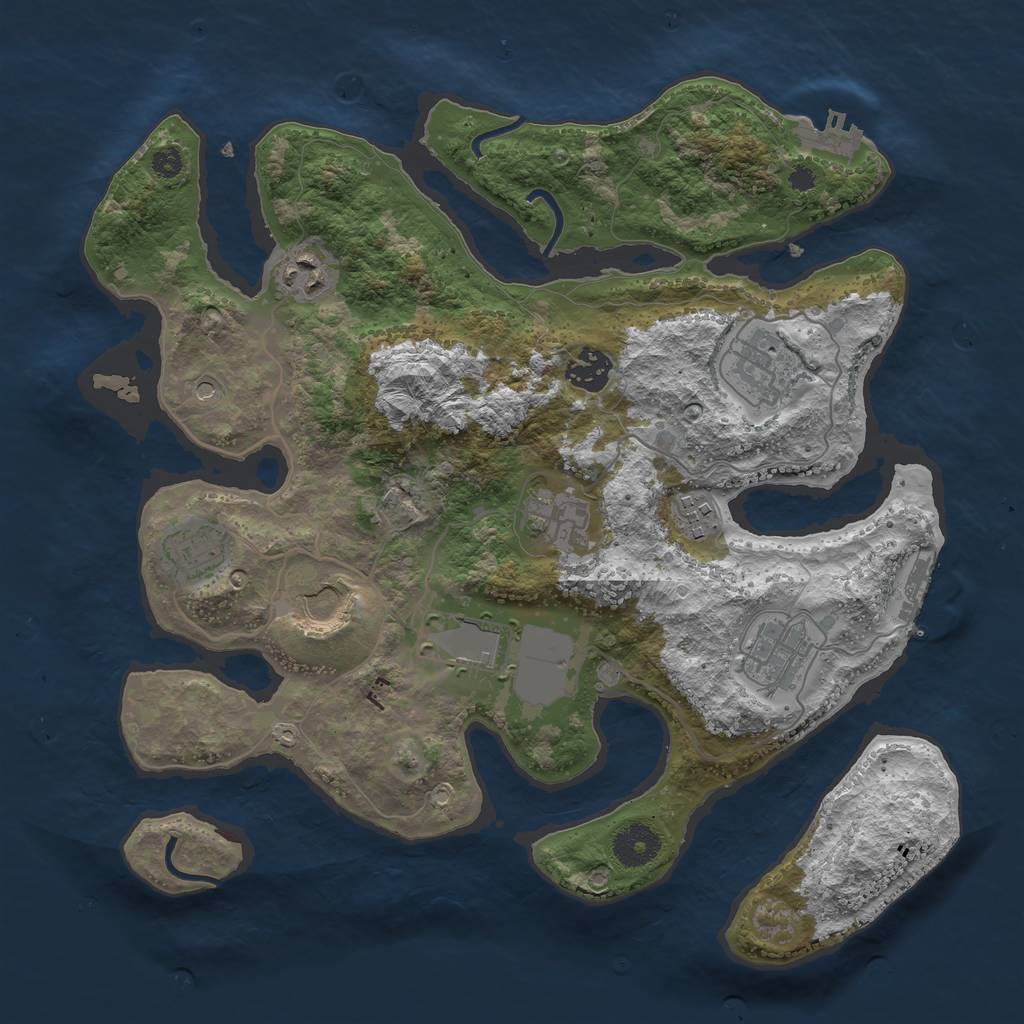 Rust Map: Procedural Map, Size: 3500, Seed: 998895, 14 Monuments