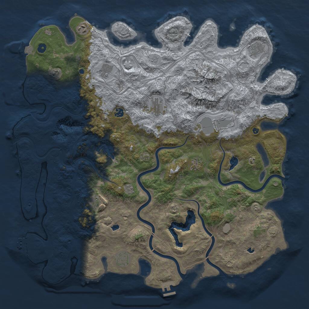 Rust Map: Procedural Map, Size: 5000, Seed: 6969420, 16 Monuments
