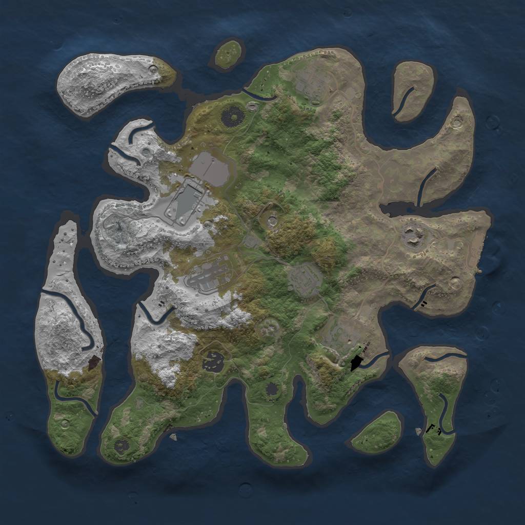 Rust Map: Procedural Map, Size: 3600, Seed: 722990445, 11 Monuments