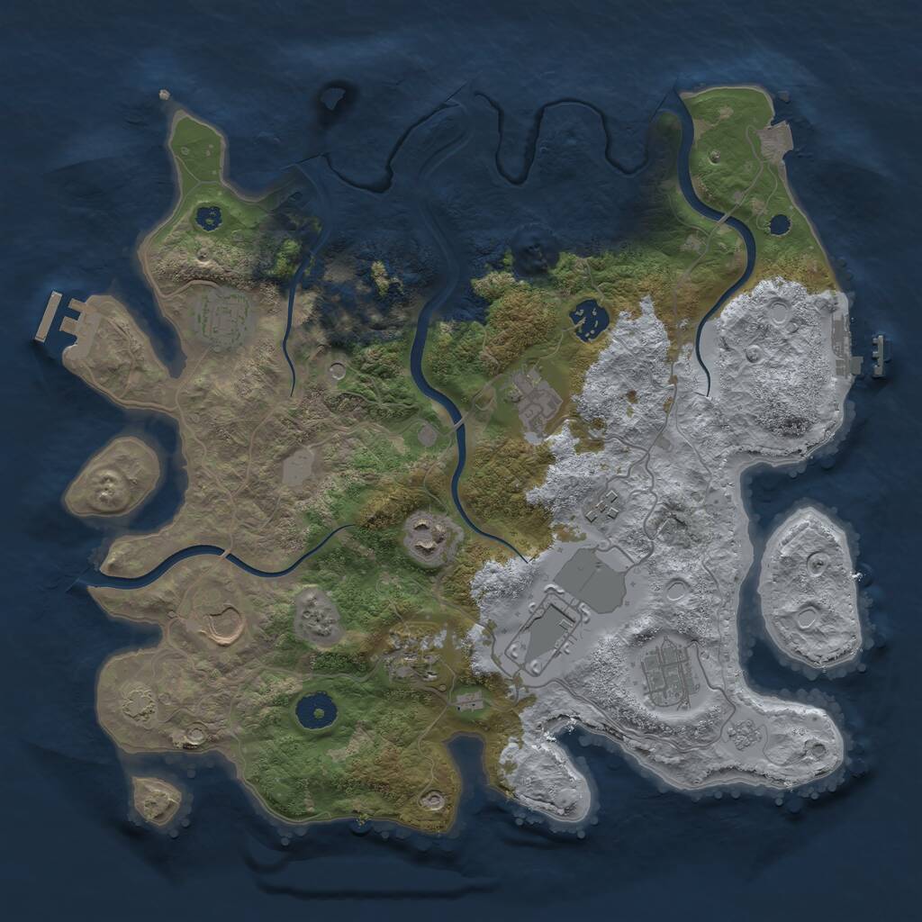 Rust Map: Procedural Map, Size: 3600, Seed: 775621609, 15 Monuments