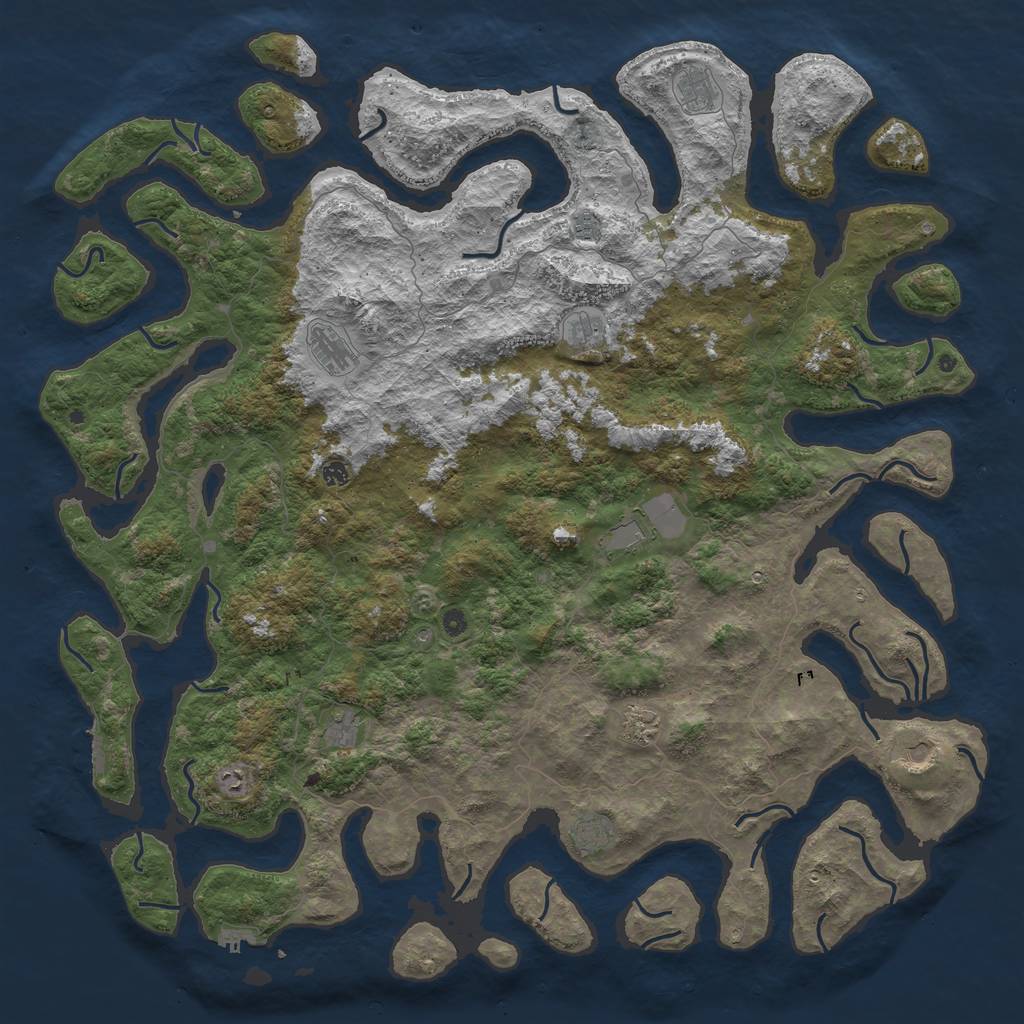 Rust Map: Procedural Map, Size: 6000, Seed: 446696, 16 Monuments