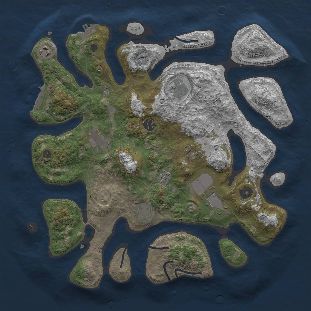 Rust Map: Procedural Map, Size: 3750, Seed: 340134521, 13 Monuments