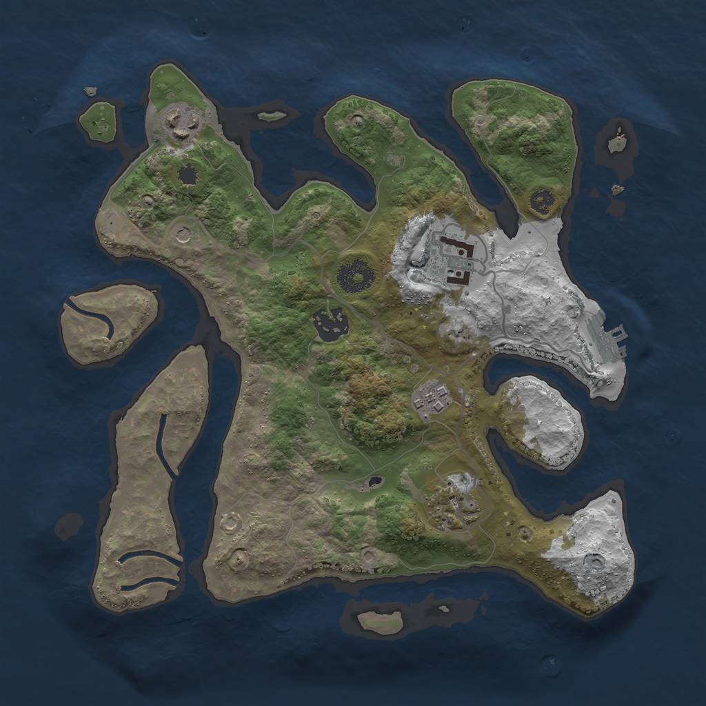 Rust Map: Procedural Map, Size: 3000, Seed: 1768, 9 Monuments