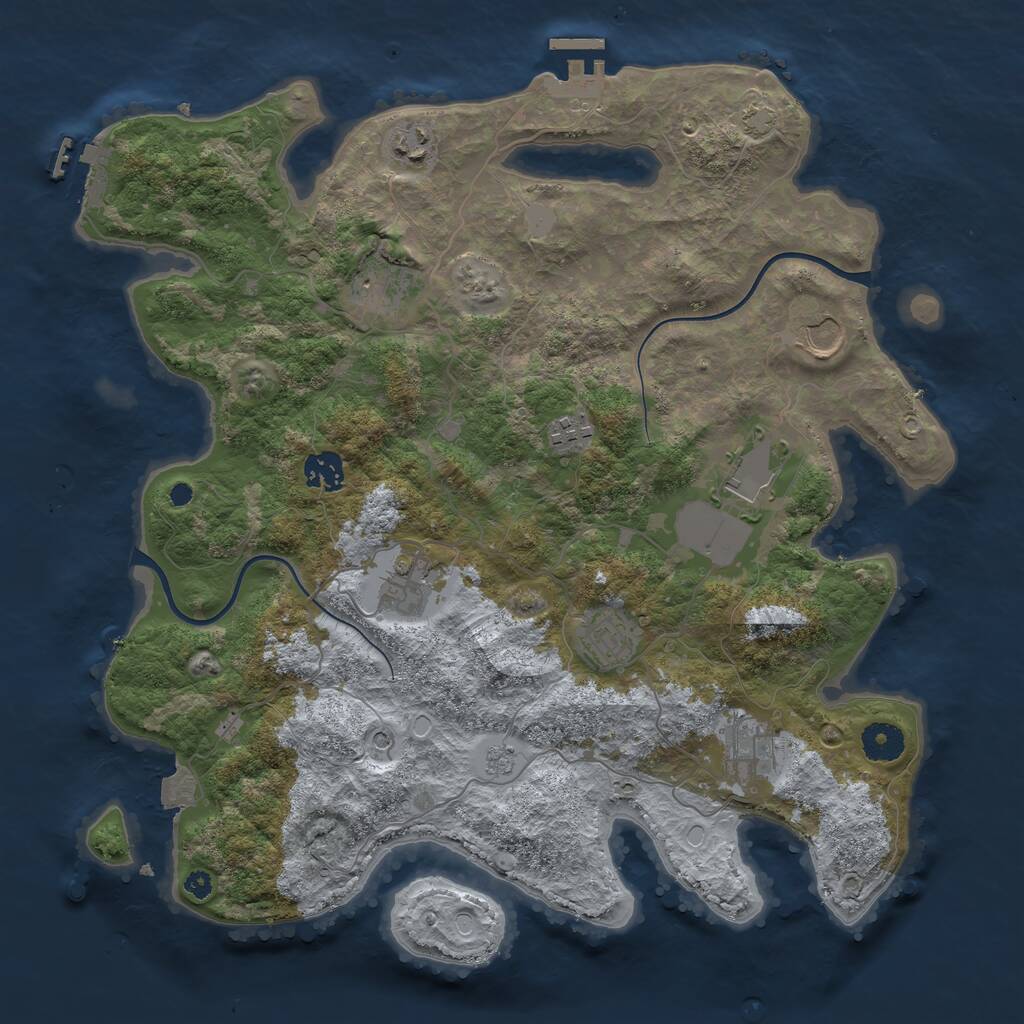 Rust Map: Procedural Map, Size: 3750, Seed: 1126858414, 15 Monuments