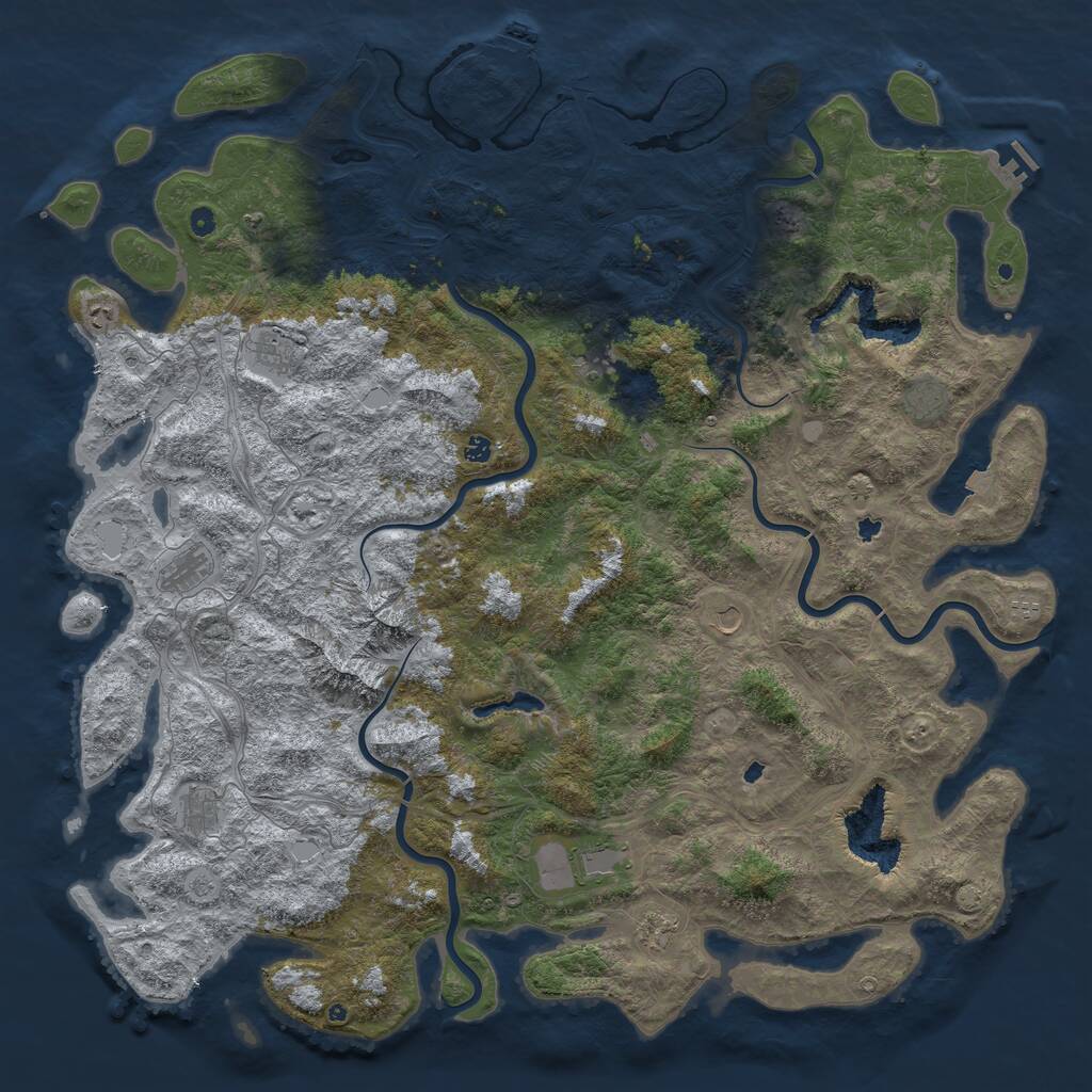 Rust Map: Procedural Map, Size: 6000, Seed: 34838991, 17 Monuments