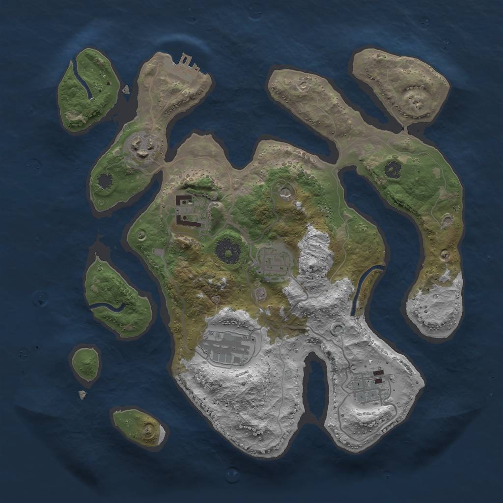 Rust Map: Procedural Map, Size: 3000, Seed: 61658590, 9 Monuments