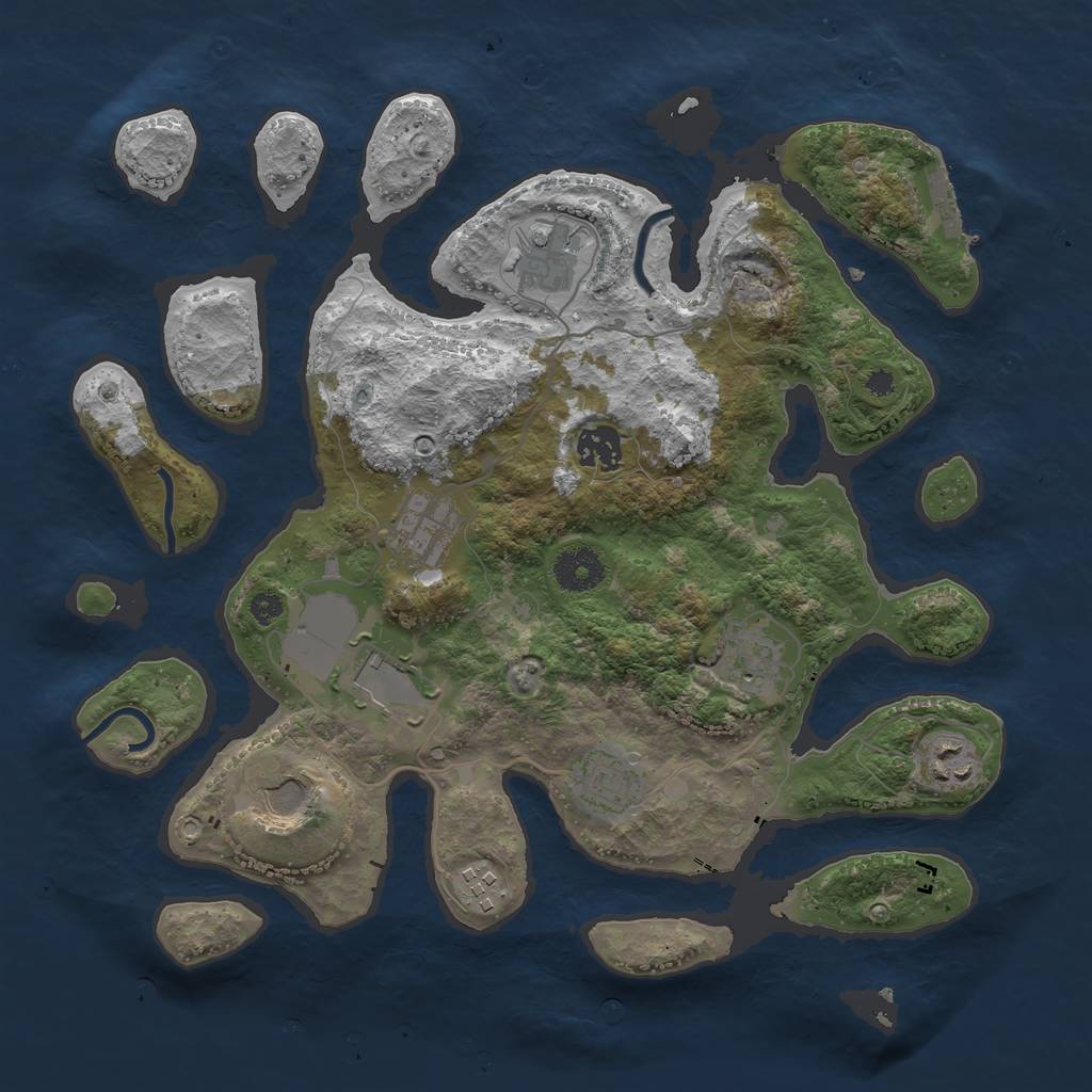 Rust Map: Procedural Map, Size: 3500, Seed: 2102978006, 12 Monuments