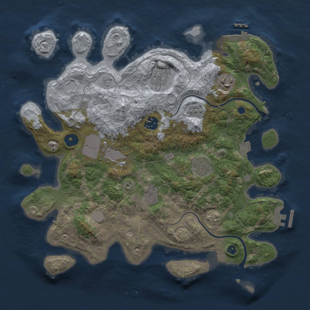 Rust Map: Procedural Map, Size: 3500, Seed: 2102978006, 13 Monuments